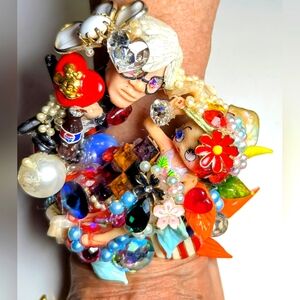 Wendy Gell Cuff Andy Warhol And Betty Boop   Butterflies Flowers Jewels Pearls